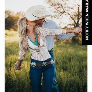 Western White Lace Bodysuit